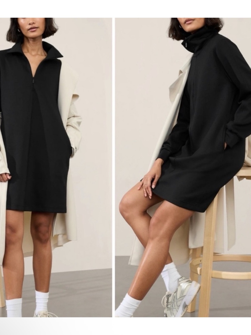 Athleta NWT Allure 1/4 Zip Black Dress Women’s Size Medium